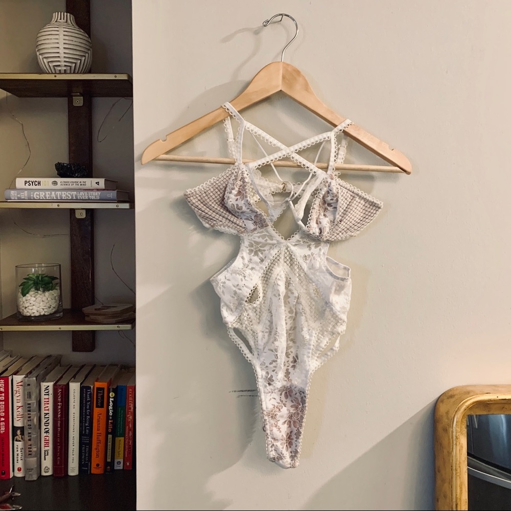 For Love & Lemons White Lace Body Suit Lingerie